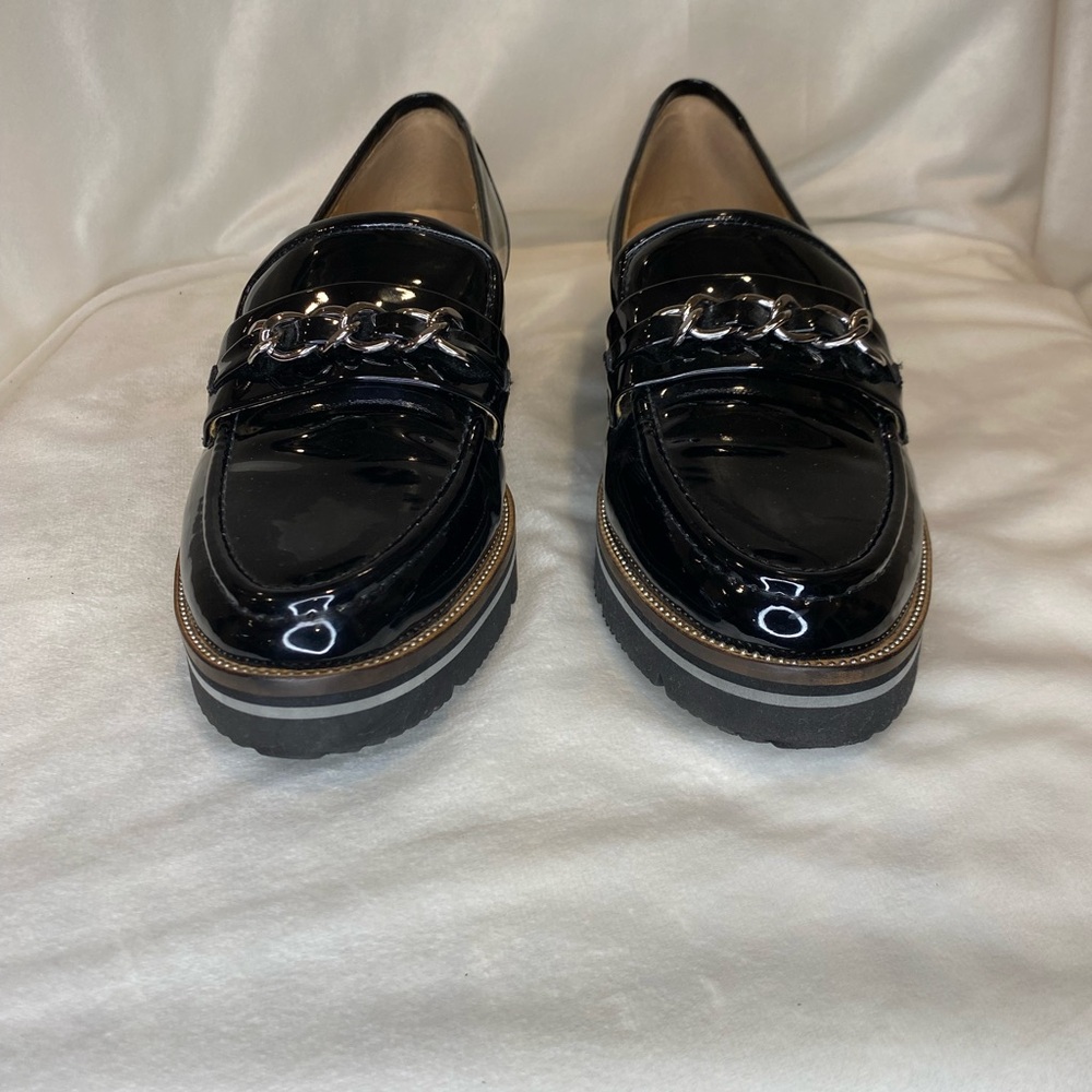 Alex Marie Black Patent Leather Loafers Size 7.5M Like New